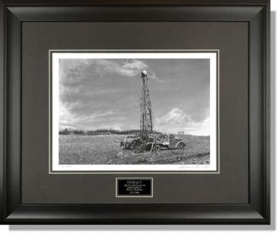 EXTRACT - Water Well Drilling Rig drawing by Owen Garratt framed