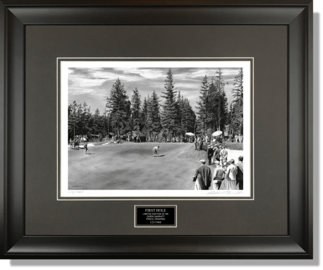 FIRST HOLE - Golf drawing by Owen Garratt framed