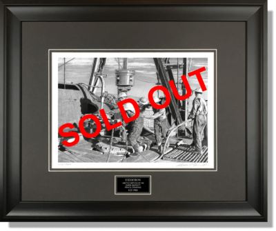 EXERTION - oil patch limited edition print pencil drawing by Owen Garratt framed
